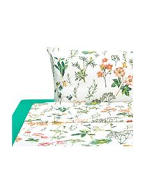 Lenzuola Botanico, Cotone, Bianco, verde, multicolore, 150 x 280 cm