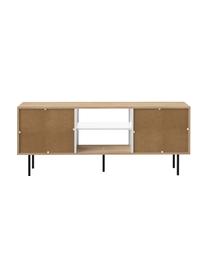 Scandi tv-meubel Altitude, Frame: met melamine beklede spaa, Poten: gecoat metaal, Eikenhoutkleurig, wit, zwart, 151 x 40 cm