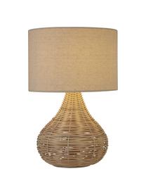 Tischlampe Linna aus Rattan, Lampenschirm: Stoff, Beige, Ø 25 x H 38 cm