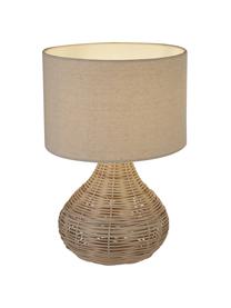 Lampada da tavolo in rattan Linno, Paralume: tessuto, Base della lampada: rattan, Beige, Ø 25 x Alt. 38 cm