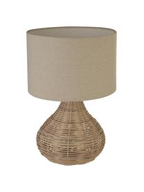 Lampada da tavolo in rattan Linno, Paralume: tessuto, Base della lampada: rattan, Beige, Ø 25 x Alt. 38 cm