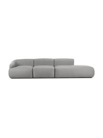 Chaise longue componibile Sofia, Rivestimento: 100% polipropilene Con 23, Struttura: legno di pino massiccio, , Piedini: plastica, Tessuto grigio, Larg. 340 x Prof. 95 cm, schienale a destra