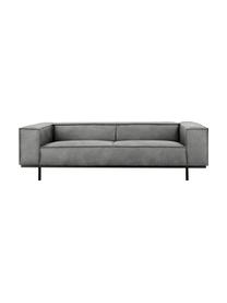 Leder-Sofa Abigail (3-Sitzer) in Dunkelgrau mit Metall-Füssen, Bezug: Lederfaserstoff (70% Lede, Beine: Metall, lackiert, Leder Dunkelgrau, B 230 x T 95 cm