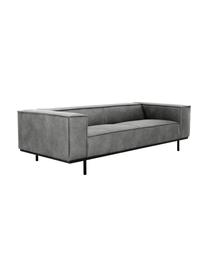 Sofa skórzana z metalowymi nogami Abigail (3-osobowa), Tapicerka: 70% skóra, 30% poliester , Nogi: metal lakierowany, Ciemny szary, S 230 x G 95 cm