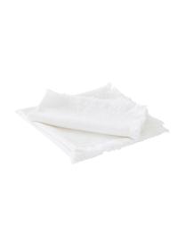 Serviettes de table en coton avec franges Hilma, 2 pièces, Blanc