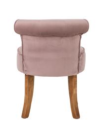 Tabouret avec dossier en velours Alison, Velours vieux rose, bois de bouleau, larg. 48 x haut. 65 cm