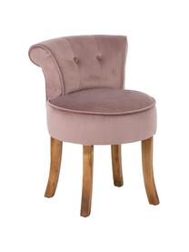 Tabouret avec dossier en velours Alison, Velours vieux rose, bois de bouleau, larg. 48 x haut. 65 cm