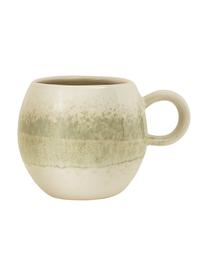 Handgemachte Tasse Paula mit effektvoller Glasur, Steingut, Grün, Beige, Ø 9 x H 8 cm