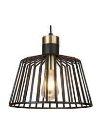 Lampada a sospensione Bird Cage, Paralume: metallo rivestito, Decorazione: metallo rivestito, Baldacchino: metallo rivestito, Nero, dorato, Ø 30 x Alt. 27 cm