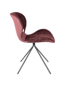 Sametová čalouněná židle OMG, Potah: růžová Nohy: černá