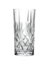 Longdrinkglazen Bichiera met reliëf, 4 stuks, Kristalglas, Transparant, Ø 8 x H 15 cm, 380 ml