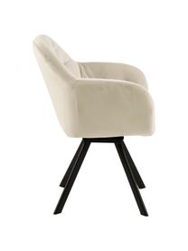 Draaibare fluwelen armstoel Lucie, Bekleding: polyester fluweel, Poten: gepoedercoat metaal, Fluweel beige, B 58 x D 62 cm