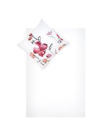 Pościel z satyny bawełnianej Spring, Biały, blady różowy, czarny, 240 x 220 cm + 2 poduszki 80 x 80 cm