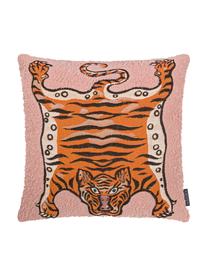 Kussenhoes Tigris met tijger motief, Weeftechniek: jacquard, Roze, oranje, zwart, 45 x 45 cm