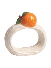 Servetringen Fruit van dolomiet, 4-delig, Geglazuurd dolomiet, Off White, meerkleurig, B 6 x H 7 cm