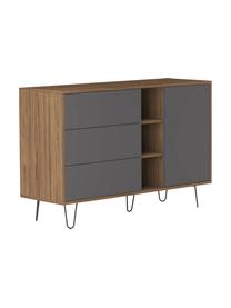 Design-Sideboard Aero mit Schubladen, Korpus: Spanplatte, melaminbeschi, Walnussholz, Grau, 120 x 80 cm