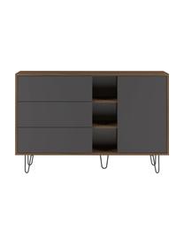 Design-Sideboard Aero mit Schubladen, Korpus: Spanplatte, melaminbeschi, Füße: Metall, lackiert, Walnussholz, Grau, 120 x 80 cm