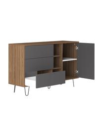 Design-Sideboard Aero mit Schubladen, Korpus: Spanplatte, melaminbeschi, Füße: Metall, lackiert, Walnussholz, Grau, 120 x 80 cm