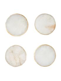 Posavasos de piedras preciosas Crystal, 4 uds., Cuarzo blanco, Cuarzo blanco, dorado, Ø 11 cm