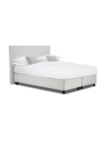 Letto boxspring premium in tessuto grigio chiaro Eliza, Materasso: nucleo a 5 zone di molle , Struttura: legno di pino massiccio, Piedini: legno di betulla massicci, Tessuto grigio chiaro, 140 x 200 cm, durezza 2