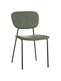 Krzesło tapicerowane ze sztucznej skóry Iskia, Tapicerka: sztuczna skóra (95% polie, Stelaż: płyta wiórowa, Nogi: metal, Zielony, czarny, S 54 x G 49 cm