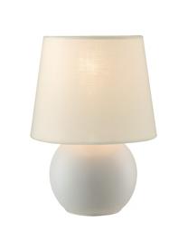 Kleine Keramik-Nachttischlampe Isla in Beige, Lampenschirm: Baumwolle, Lampenfuß: Keramik, Beige, Ø 16 x H 22 cm