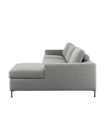 Sofa rozkładana Cucita (3-osobowa), Tapicerka: tkanina (100% poliester) , Stelaż: lite drewno sosnowe z cer, Nogi: metal lakierowany, Szara tkanina, S 274 x G 164 cm, prawostronna
