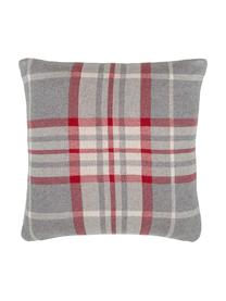 Housse de coussin 40x40 carreaux Louis, Gris, blanc, rouge