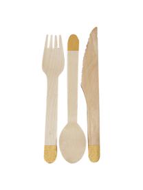 Set posate Zey, 24 pz., Legno, Marrone chiaro, dorato, Larg. 3 x Alt. 17 cm