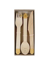 Besteck-Set Zey, 24-tlg., Holz, Hellbraun, Goldfarben, 3 x 17 cm