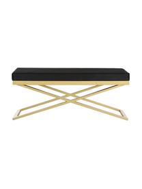 Banc cuir synthétique Susan, Noir, couleur dorée, larg. 109 x haut. 46 cm