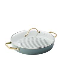 Sartén grill antiadherente con tapadera Padova, Azul claro, dorado, Ø 28 cm