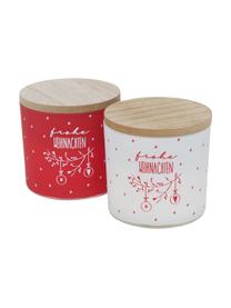 Set de velas perfumadas Lissi (vainilla y canela), 2 uds., Recipiente: vidrio, Rojo, blanco, Ø 8 x Al 8 cm