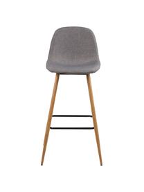 Sedia da bar grigia Wilma, Gambe: metallo con decoro in que, Rivestimento: poliestere, Gambe: quercia, Poggiapiedi: nero, Rivestimento: grigio chiaro, Larg. 47 x Alt. 101 cm