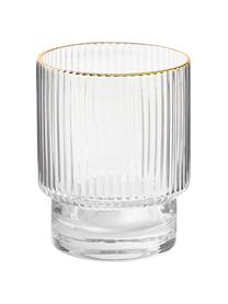 Ručně vyrobená nápojová sada s rýhovaným reliéfem a zlatým okrajem Minna, 5 dílů, Foukané sklo, Transparentní se zlatým okrajem, Ø 10 cm, V 25 cm