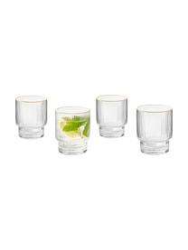 Handgefertigtes Trink-Set Minna mit Rillenrelief und Goldrand, 5-tlg., Glas, mundgeblasen, Transparent mit Goldrand, Ø 10 x H 25 cm