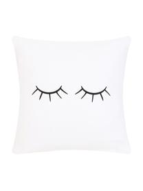 Kussenhoes Sleepy Eyes, Weeftechniek: panama, Wit, zwart, 40 x 40 cm