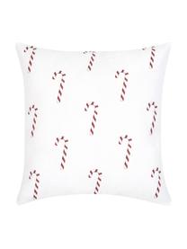 Kissenhülle Candy Cane mit Zuckerstangen, Baumwolle, Weiß, B 40 x L 40 cm