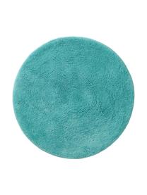 Tapis de bain rond Emma, Coton, Turquoise, Ø 90 cm