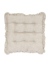 Cuscino sedia beige con volant Camille, Rivestimento: 60% poliestere, 25% coton, Beige, Larg. 40 x Lung. 40 cm