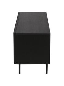 Kleines Sideboard Mojo mit geriffelter Front, Korpus: Mitteldichte Holzfaserpla, Beine: Metall, pulverbeschichtet, Schwarz, B 120 x H 60 cm