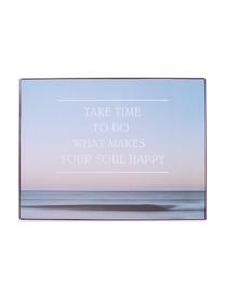 Wandschild Take time to do what…, Metall, beschichtet, Blau, Mehrfarbig, B 27 x H 35 cm