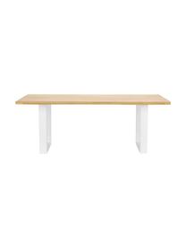 Table en bois massif Oliver, Chêne sauvage, blanc