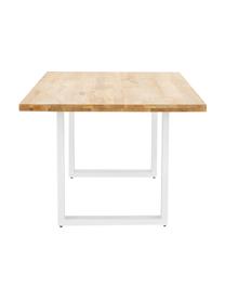 Table en bois massif Oliver, Chêne sauvage, blanc