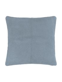 Housse de coussin tricotée bleu Adalyn, 100 % coton bio, certifié GOTS, Bleu, larg. 40 x long. 40 cm