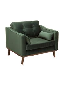Klassieke fluwelen fauteuil Alva in groen met beukenhouten poten, Bekleding: fluweel (hoogwaardig poly, Frame: massief grenenhout, Poten: massief gebeitst beukenho, Olijfgroen, B 102 x D 92 cm
