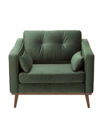 Poltrona classica in velluto verde oliva Alva, Rivestimento: velluto (copertura in pol, Struttura: legno di pino massiccio, Piedini: legno massello di faggio , Velluto oliva, Larg. 102 x Prof. 92 cm