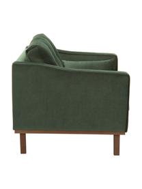 Klassieke fluwelen fauteuil Alva in groen met beukenhouten poten, Bekleding: fluweel (hoogwaardig poly, Frame: massief grenenhout, Poten: massief gebeitst beukenho, Olijfgroen, B 102 x D 92 cm
