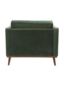 Klassieke fluwelen fauteuil Alva in groen met beukenhouten poten, Bekleding: fluweel (hoogwaardig poly, Frame: massief grenenhout, Poten: massief gebeitst beukenho, Olijfgroen, B 102 x D 92 cm