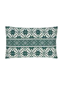 Housse de coussin rectangulaire Shetland, Vert, crème